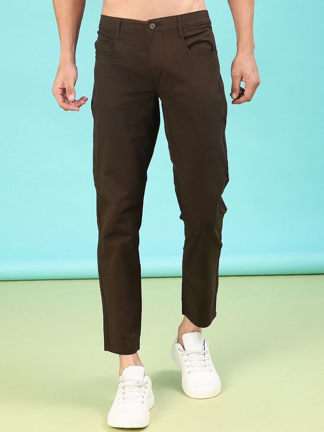 V-Mart Men Solid  Regular Fit Mid-Rise Chinos Casual Trousers