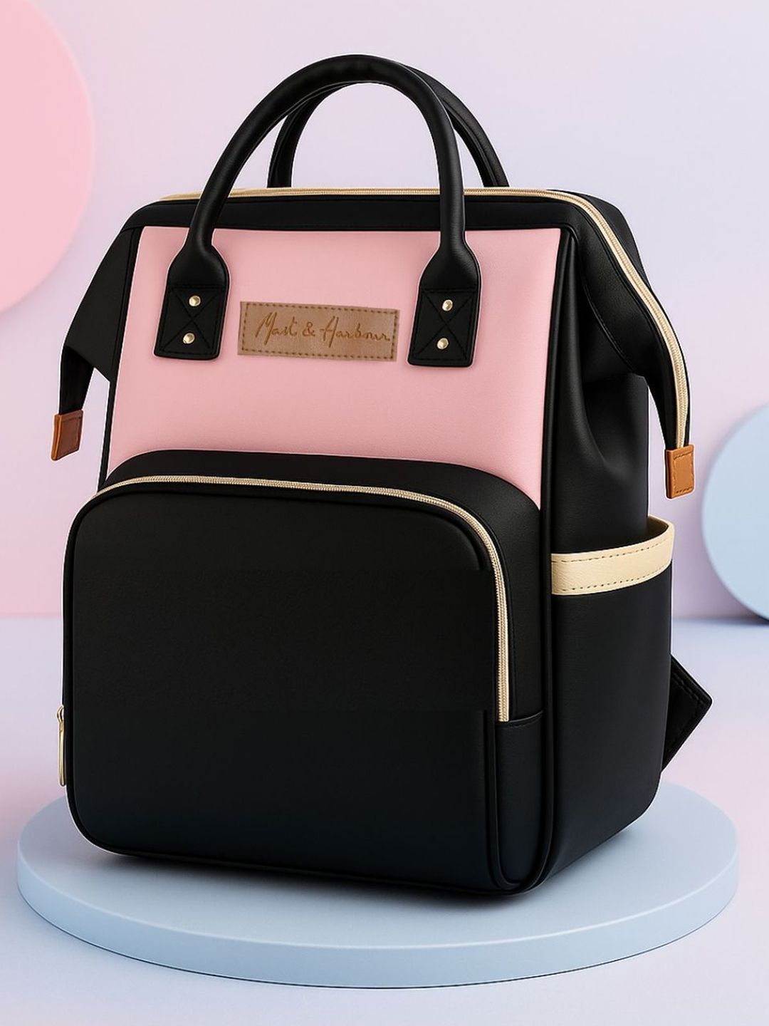 Mast & Harbour Women Colourblocked Zip Pocket Backpack