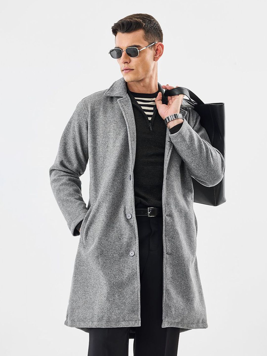Snitch Men Solid Long Sleeves Longline Tailored Jacket