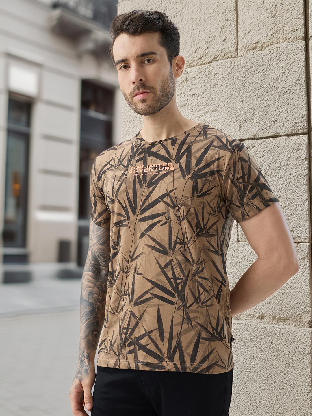 Status Quo Floral Printed Tropical Cotton T-shirt