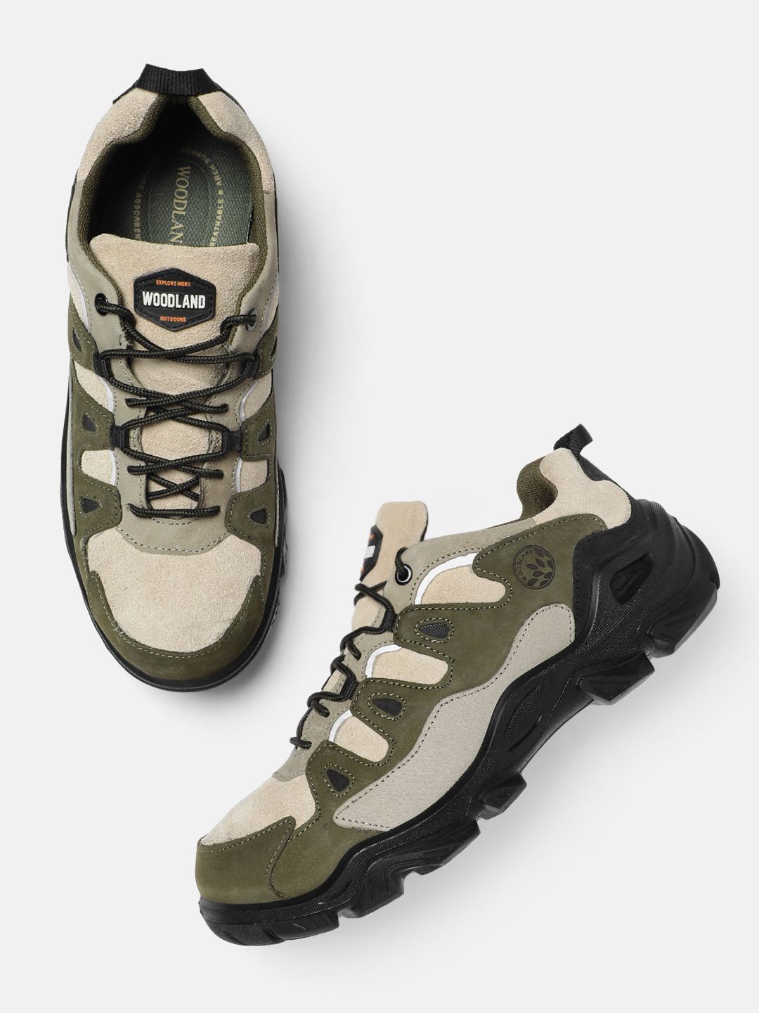 Woodland Woodland Men Colourblocked Nubuck Sneakers