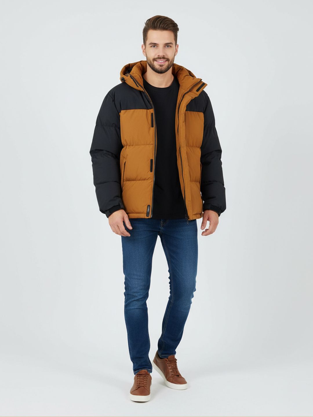 Mast & Harbour Colourblocked Hooded Padded Jacket