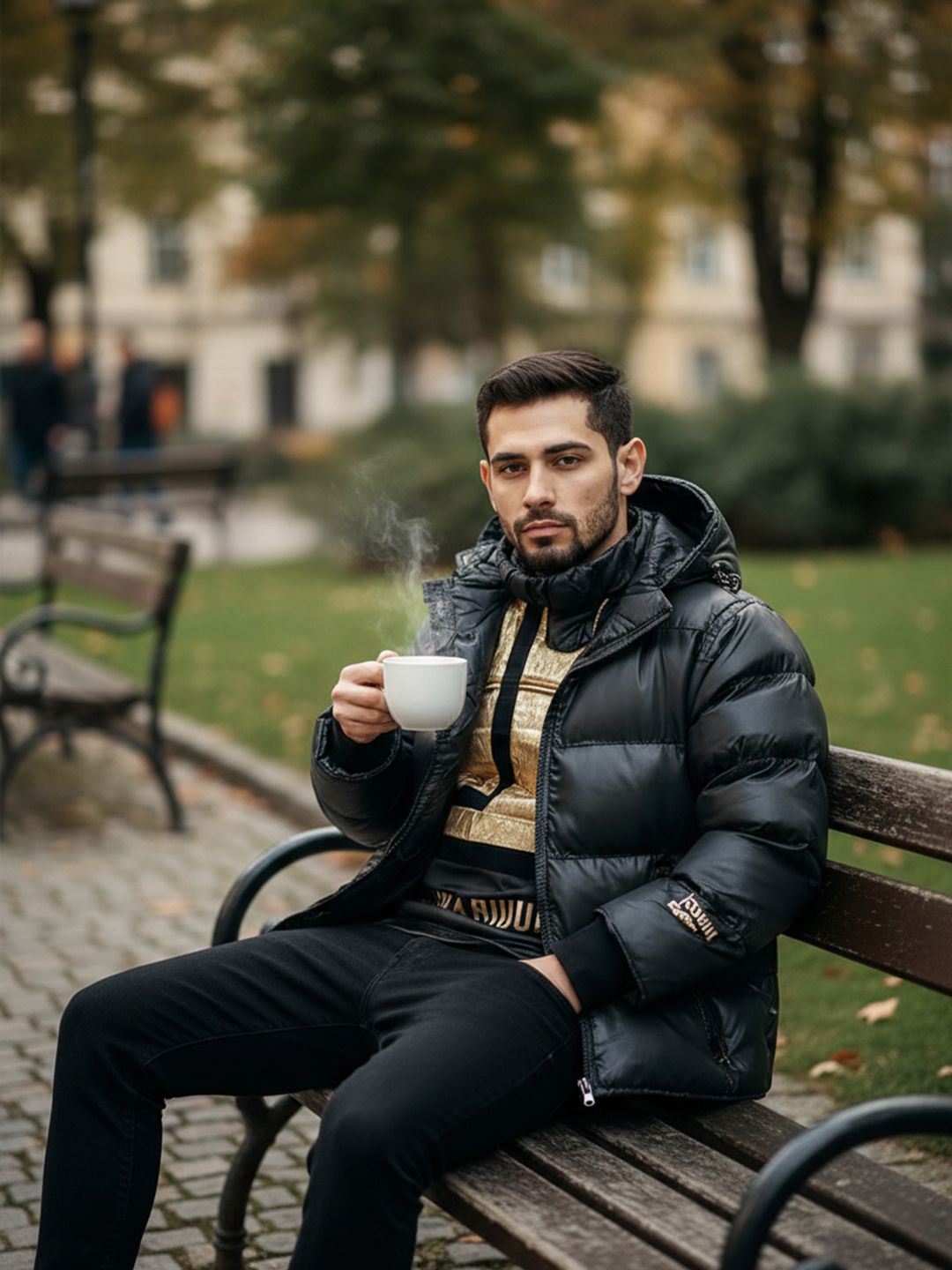 HERE&NOW Men Black Hooded Long Sleeves Insulator Polyester Puffer Jacket
