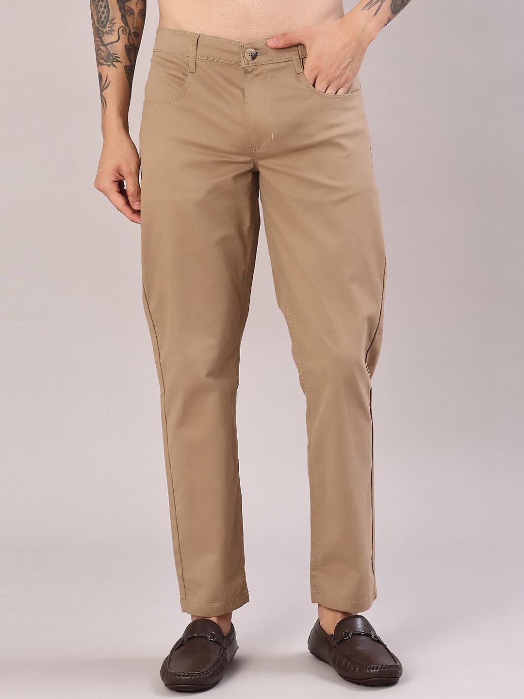 V-Mart Men Cotton Solid Twill Chinos Trousers