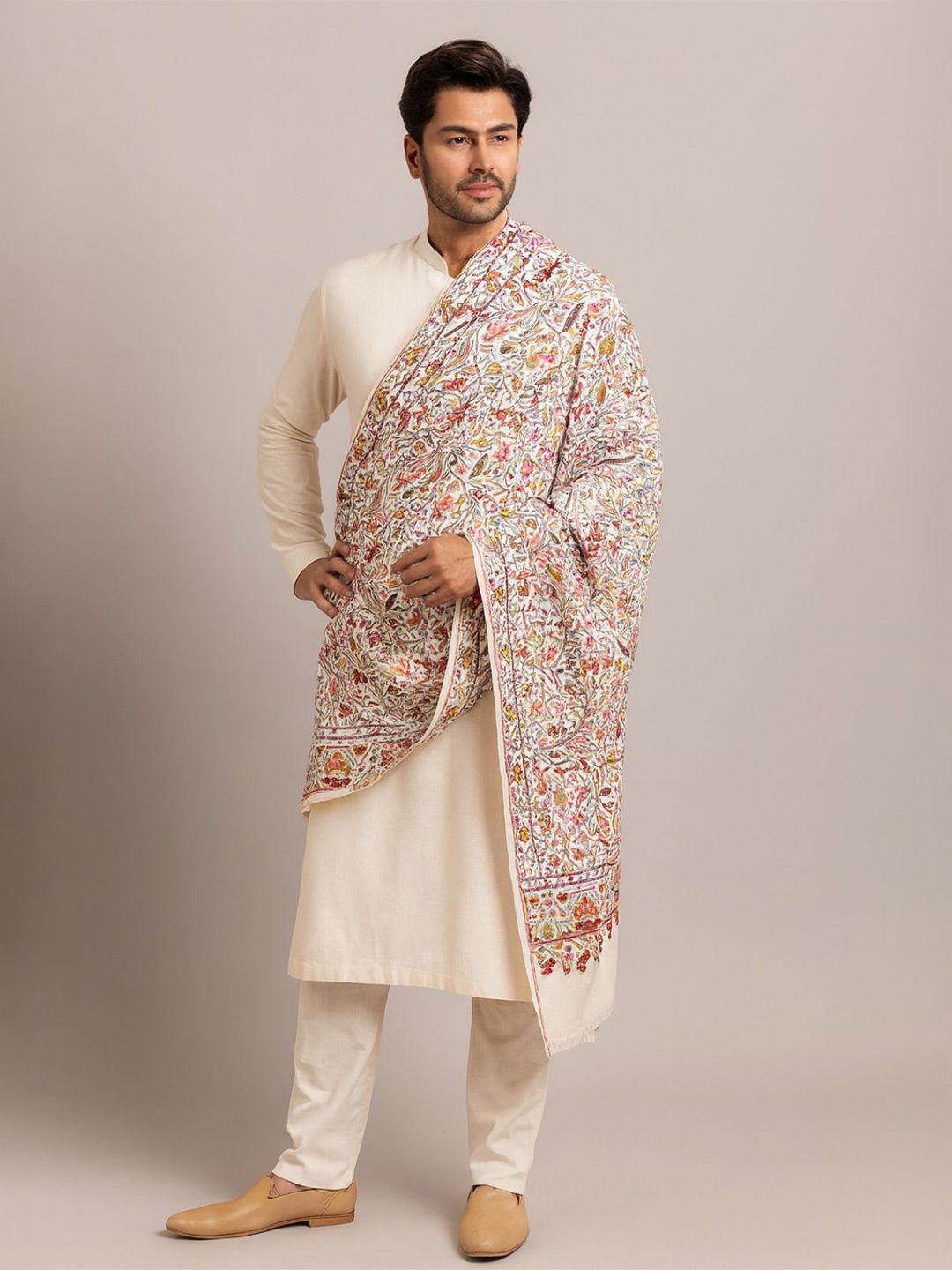 MUFFLY Men Kalamkari Woven Design Woollen Stole
