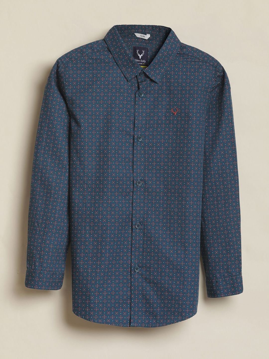Allen Solly Junior Allen Solly Junior Boys Slim Fit Geometric Printed Spread Collar Pure Cotton Casual Shirt