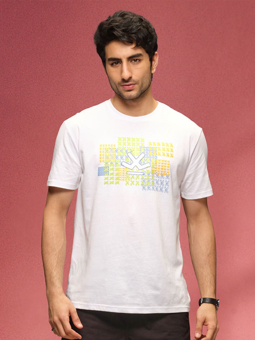 WROGN Men Graphic Printed Round Neck Cotton Slim Fit T-shirt