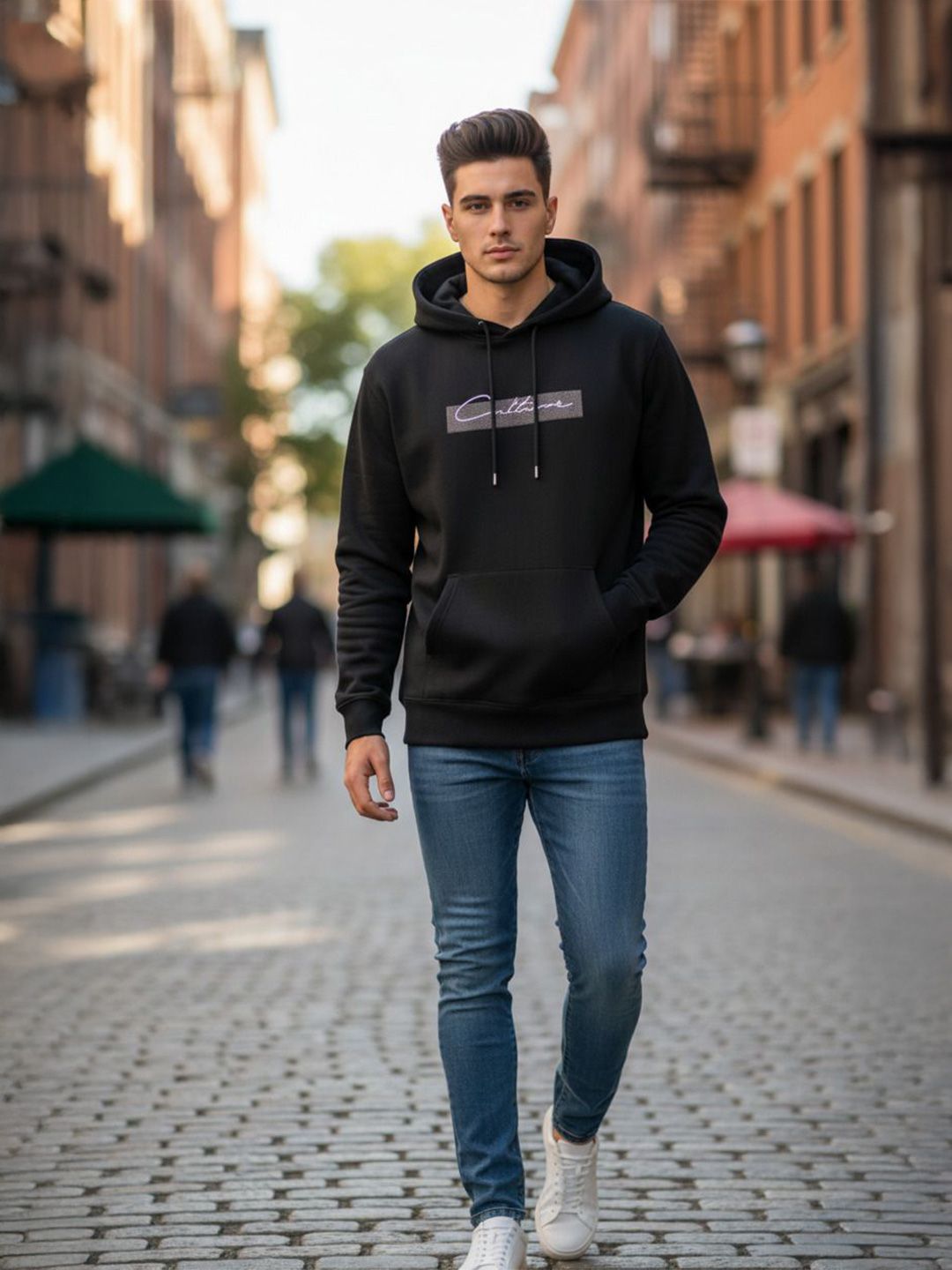 Mast & Harbour Men Hooded Pullover Sweatshirt