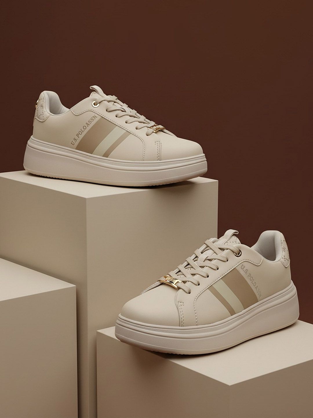 Women Regular Sneakers U.S. Polo Assn. Women Clara 3.0 Nude Chunky Sneakers Shoes