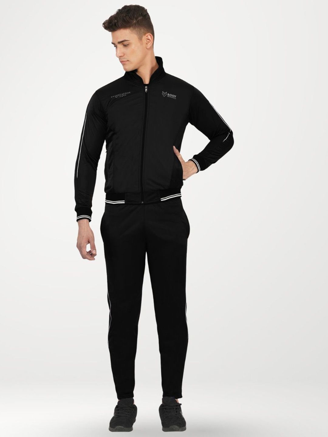 Body Mechanics Proactive Men Typography Printed Mock Collar Tracksuit