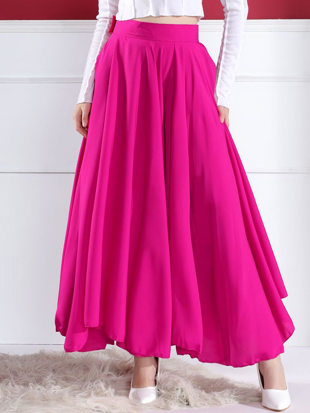 Kahara Women Flared Maxi Skirt with Button Closure