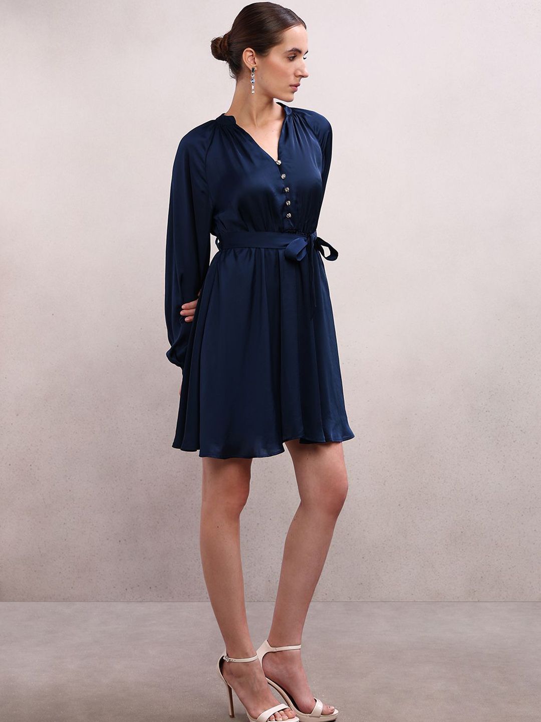 vero moda navy blue dress Vero Moda v neck eyelet jersey maxi dress in navy