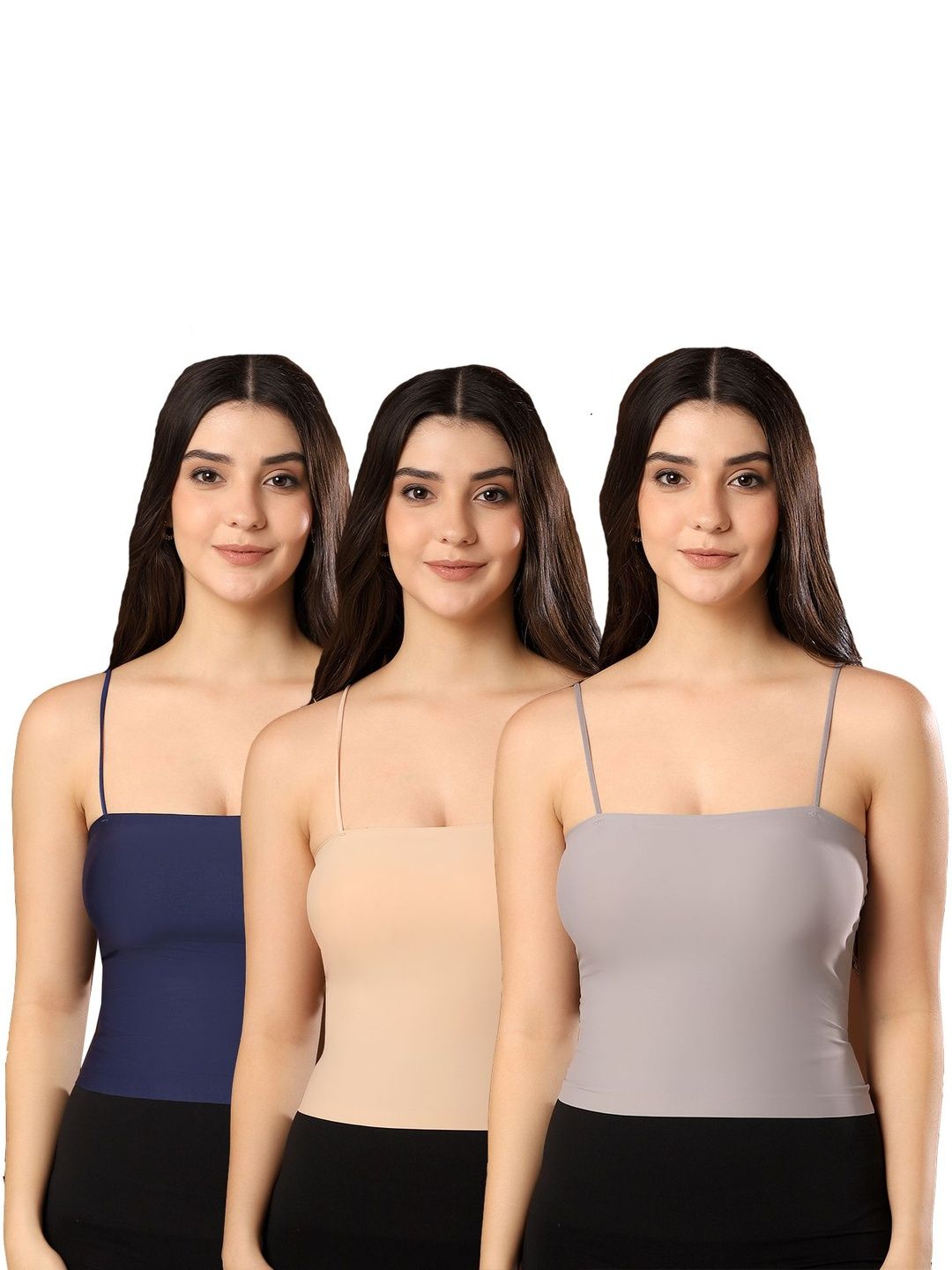 Buy PAAVKI Women Pack of 3 Lightly Padded Camisole Spaghetti Strap