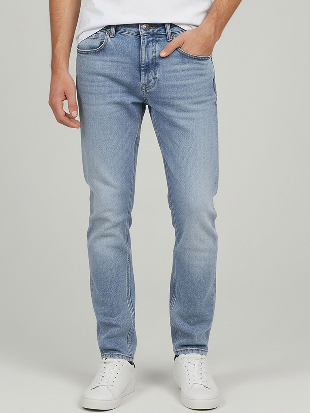 Celio Men Cotton Jean Flared Mid-Rise Light Fade Jeans