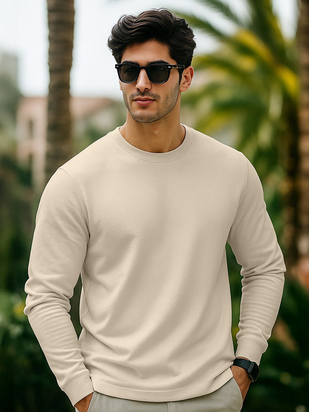 VEIRDO Men Black Pure Cotton Solid Round Neck Pure Cotton Regular Fit T-shirt