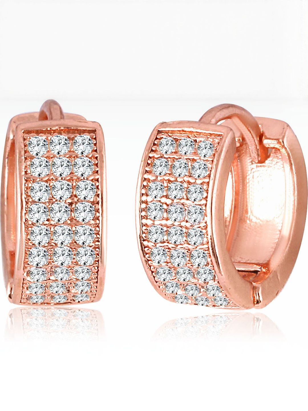 VIVASTRI Women Gold-Plated American Diamond Circular Shape Alloy Hoop Earrings