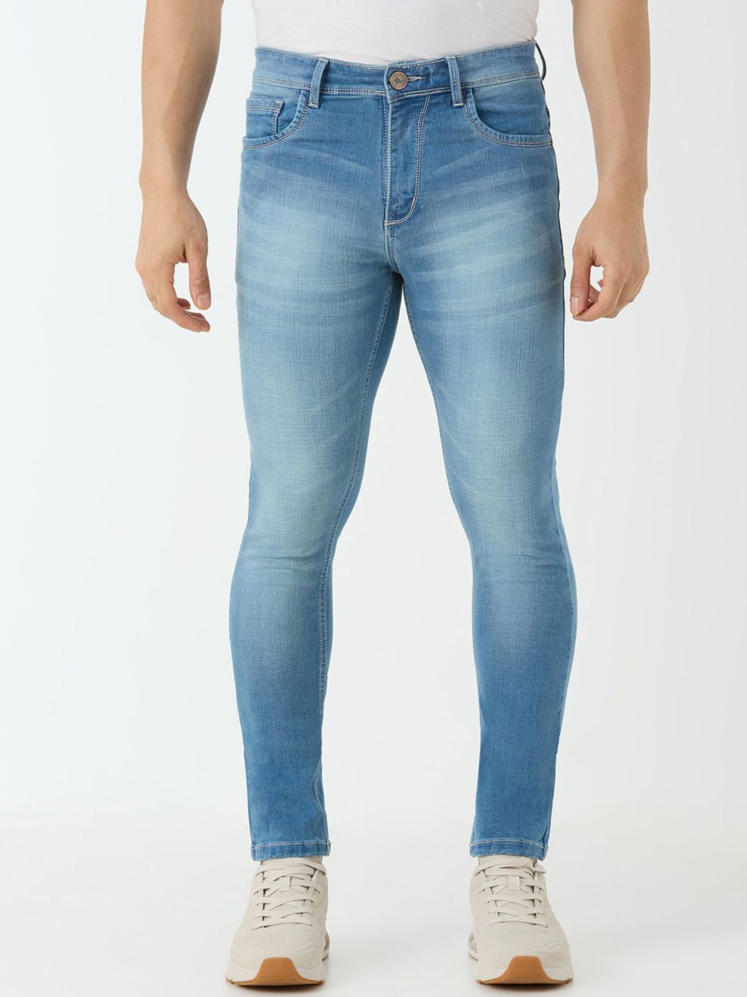 TCI Men Slim Fit Mid-Rise Light Fade Jeans