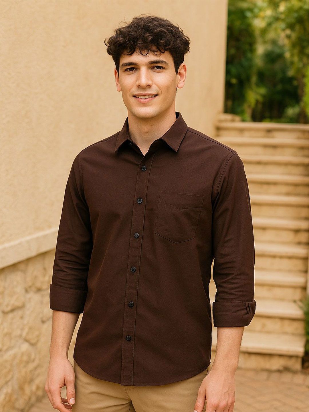 MaverIQ MaverIQ Men Regular Fit Solid Spread Collar Casual Shirt