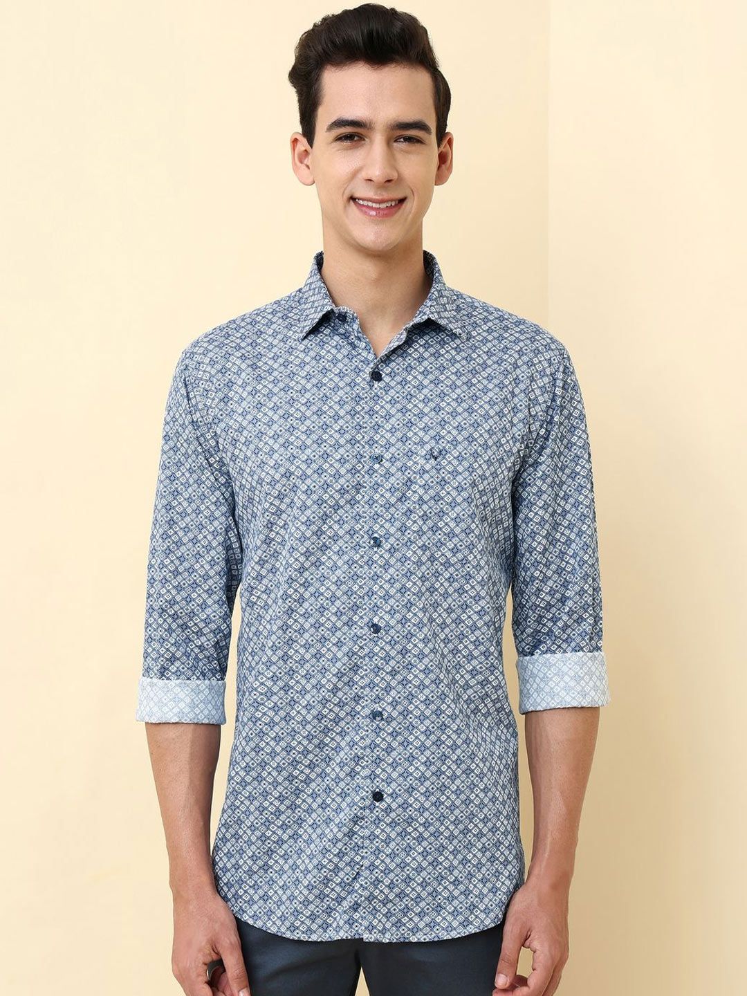Allen Solly Allen Solly Men Slim Fit Geometric Printed Spread Collar Cotton Casual Shirt