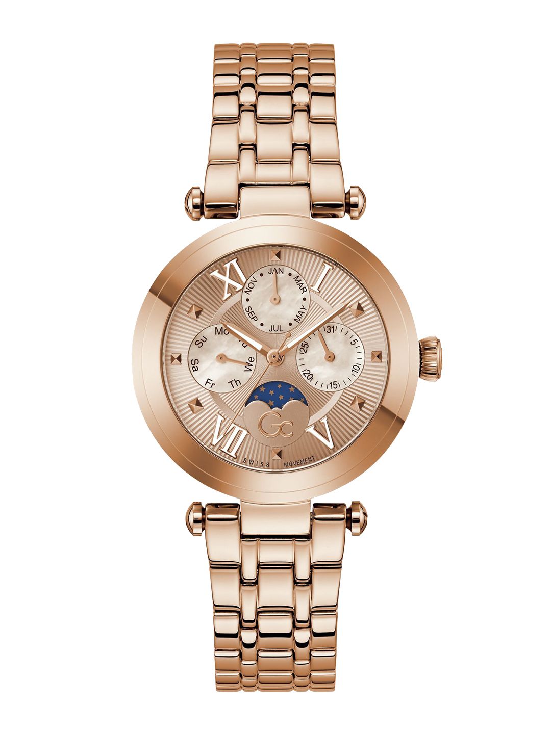 GC Guess Collection Round 37mm Rose Gold Dial Analog Women Watch - Z62003L3