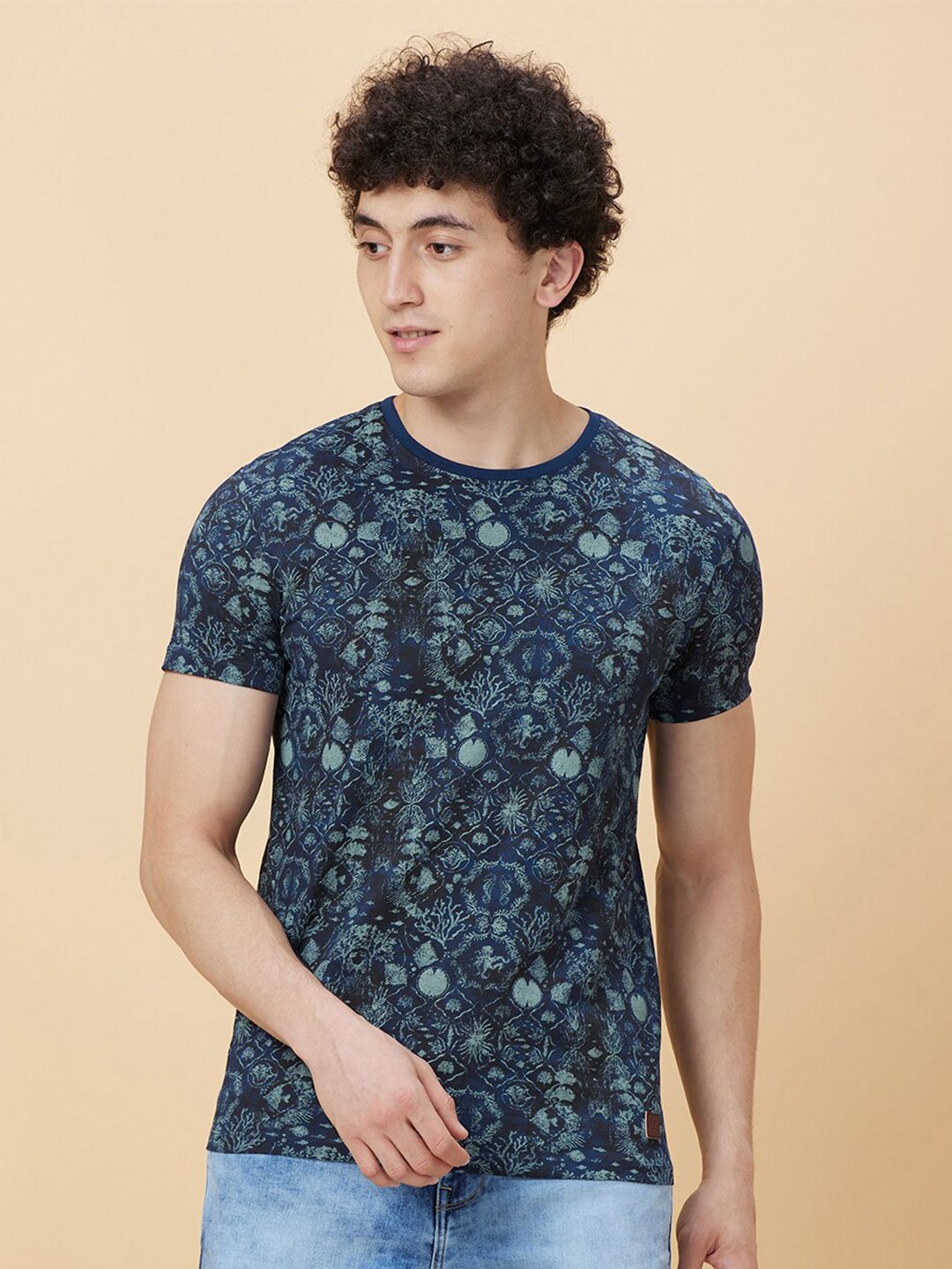 Being Human Abstract Printed Round Neck Casual T-shirt