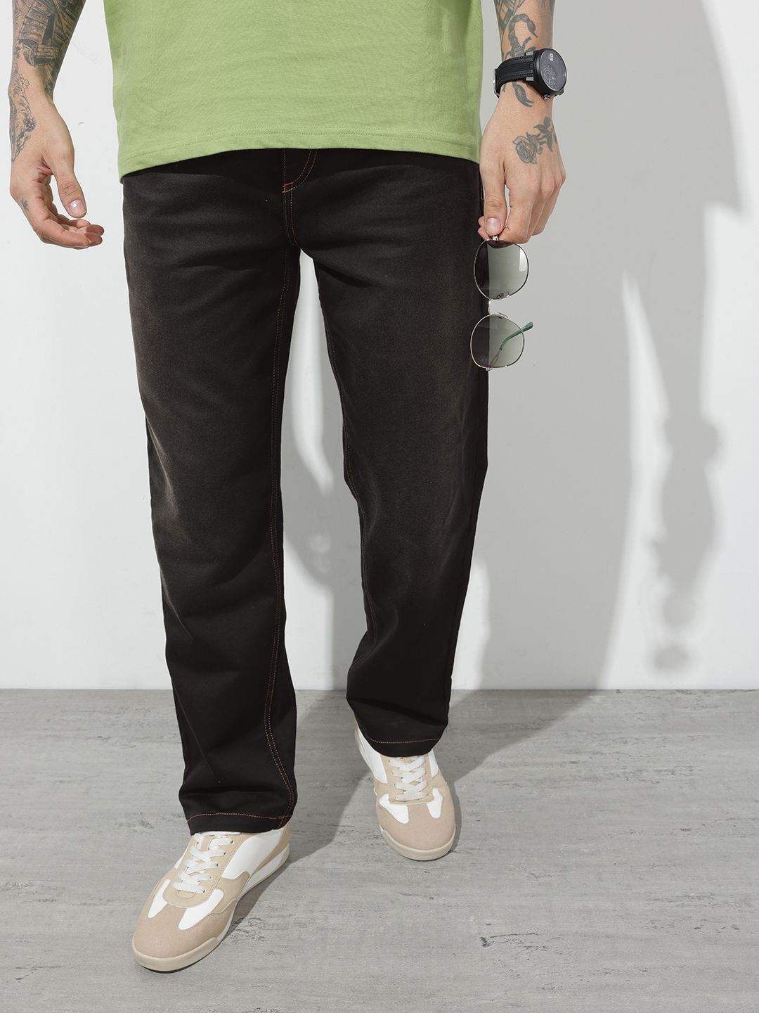 The Roadster Life Co. Men Straight Fit Light Fade Stretchable Jeans