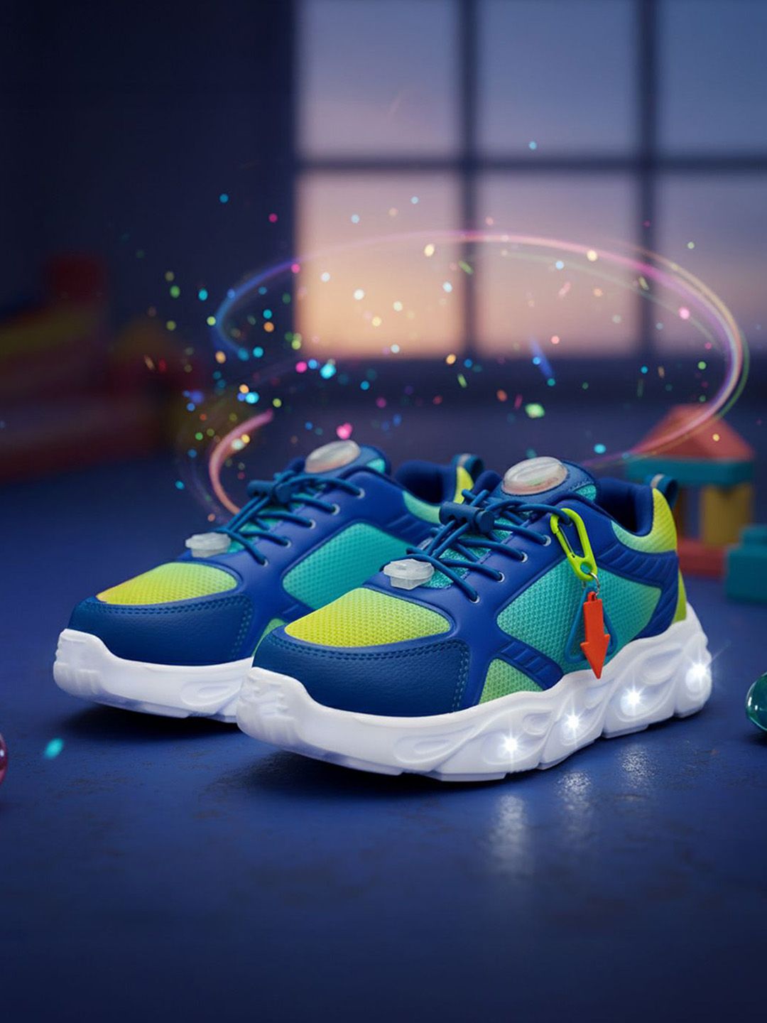 Hopits Boys Colourblocked Round Toe Sneakers with LED Light-Up Sole