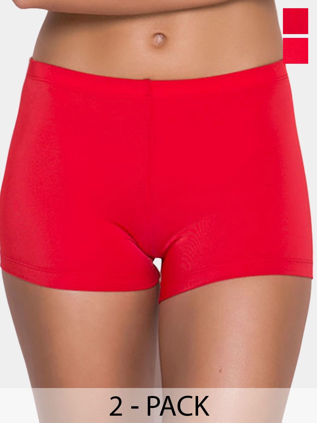 Muquam Women Solid Pack Of 2 Mid Rise Boyshorts Briefs