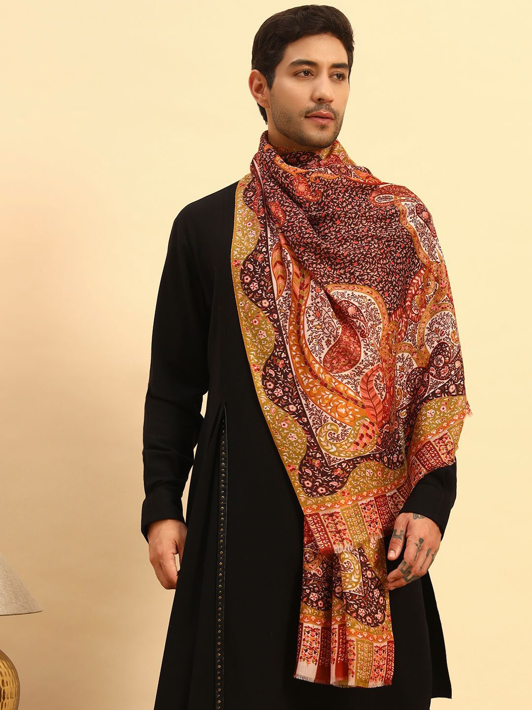 Pashmoda Men Ethnic Motifs Royal Embers Stole