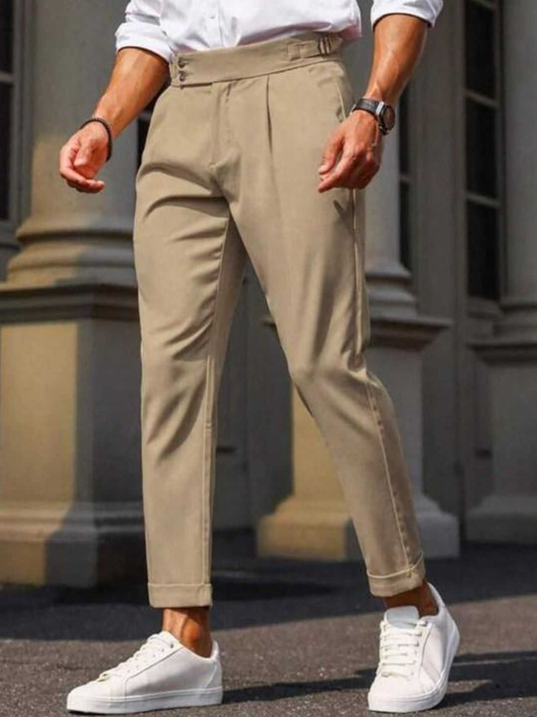 Next One Men Classic Easy Wash Pleated Gurkha Trousers