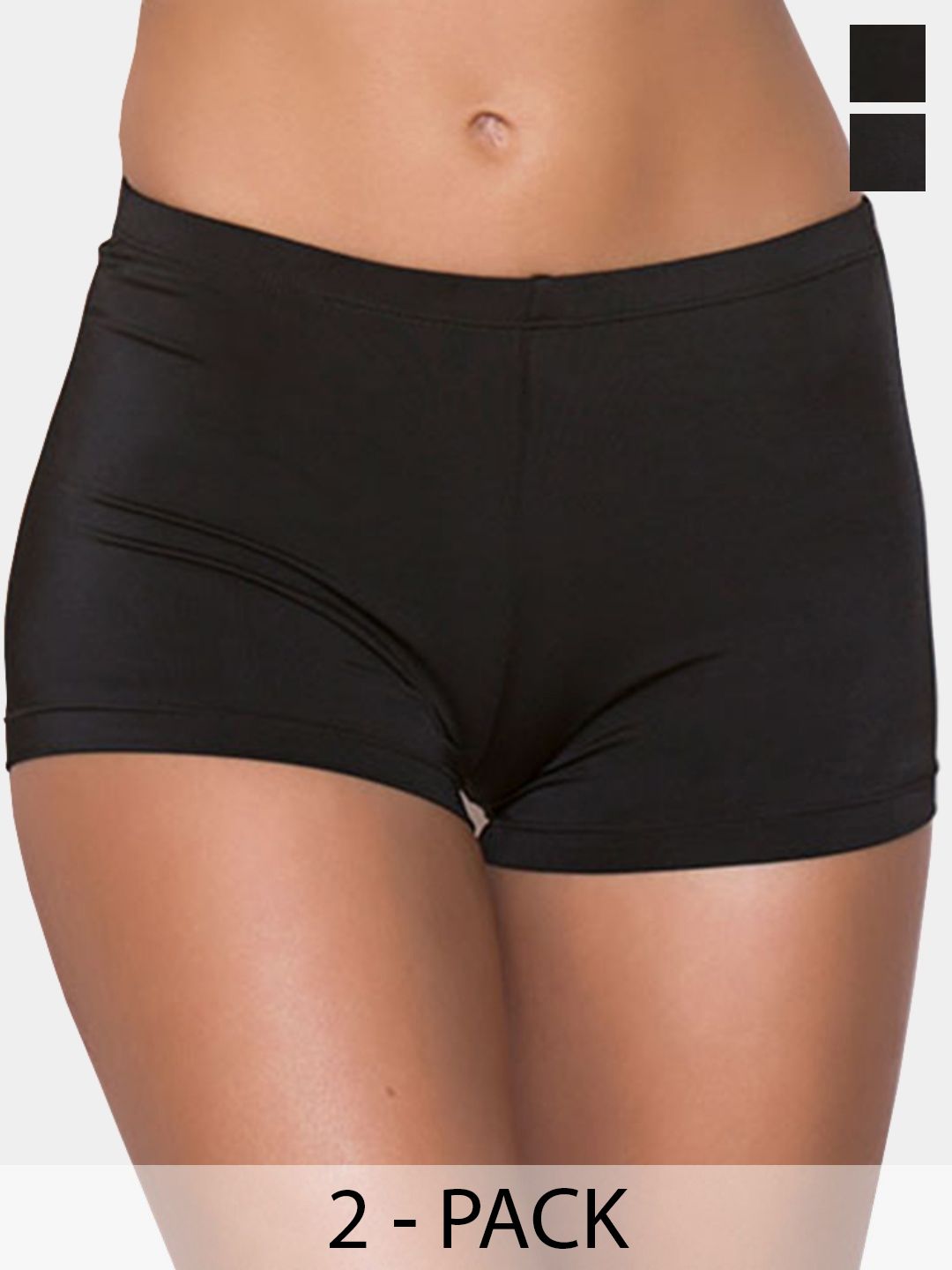 Muquam Pack Of 2 Solid Mid Rise Anti Bacterial Boy Shorts Briefs