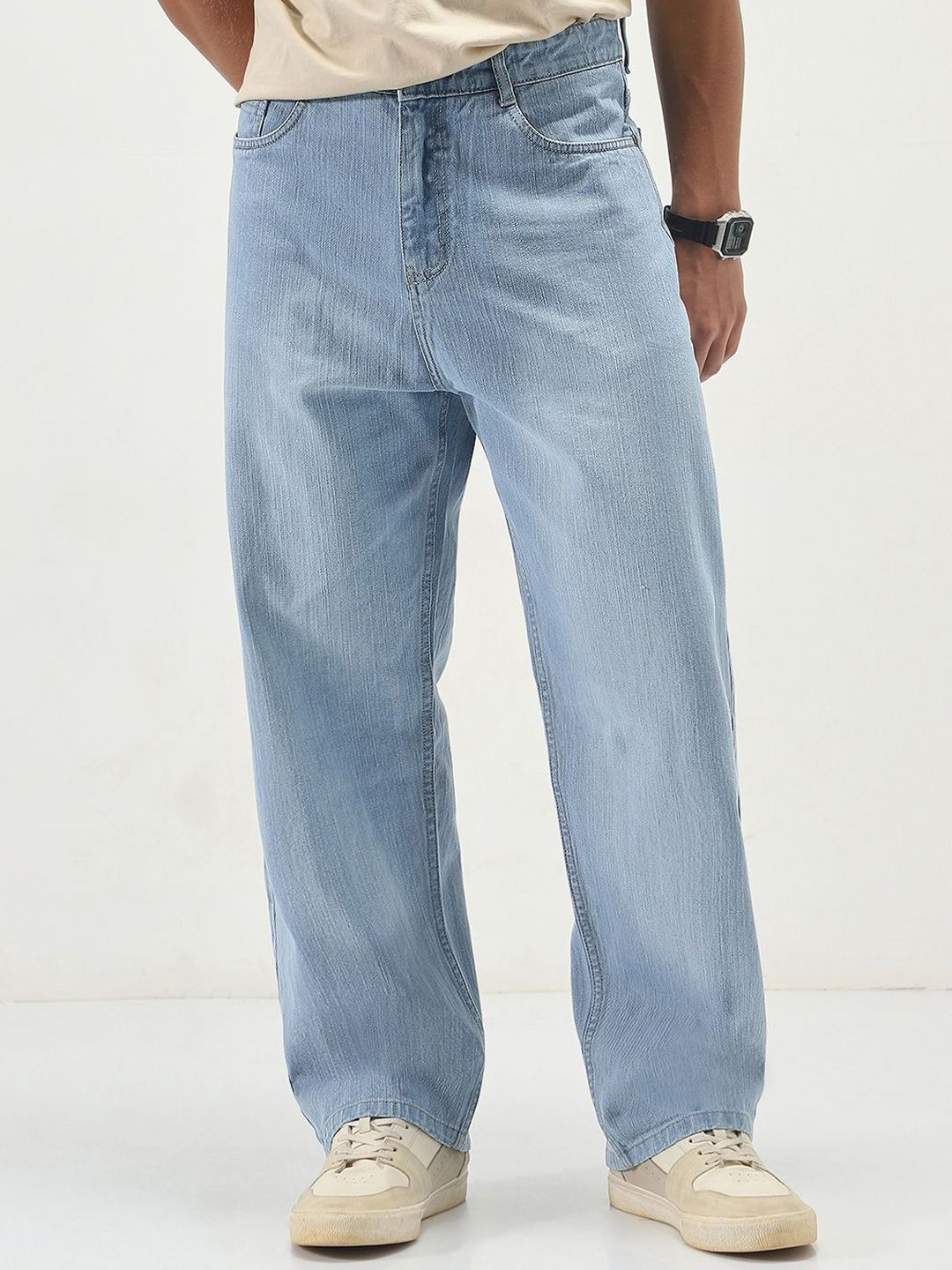 Urbano Fashion Men Loose Baggy Fit Non-Stretchable Washed Denim Jeans