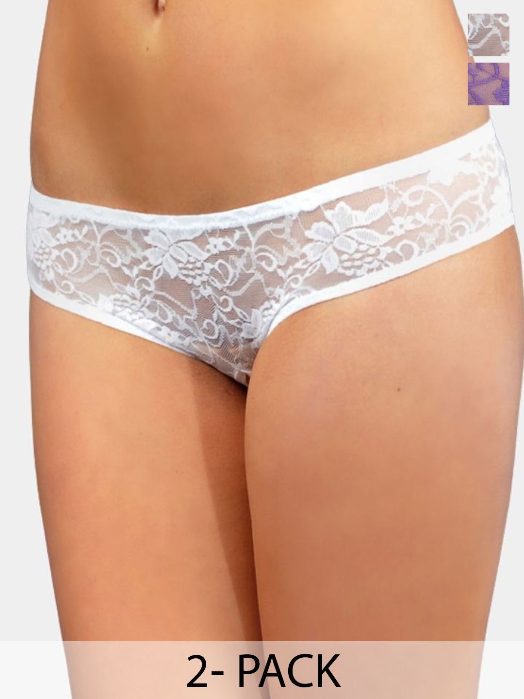 Muquam Women Pack Of 2 Self-Design Anti Bacterial Thong Panty