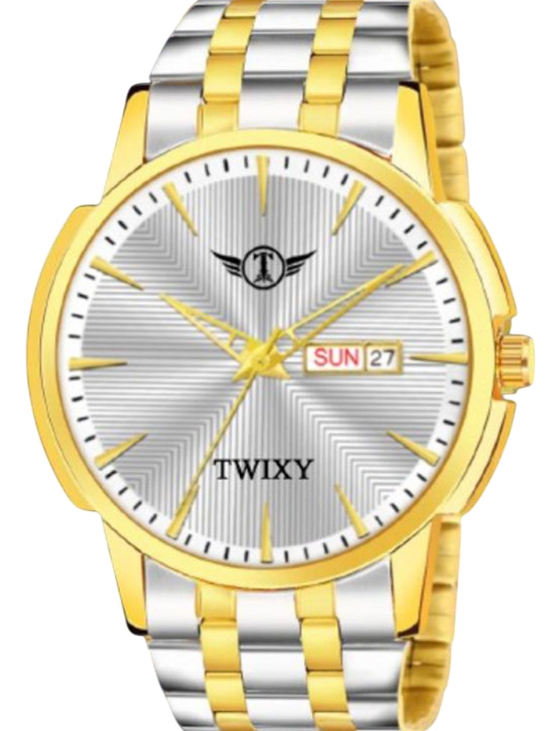 Buy TWIXY Men Brass Dial & Stainless Steel Straps Analogue Watch