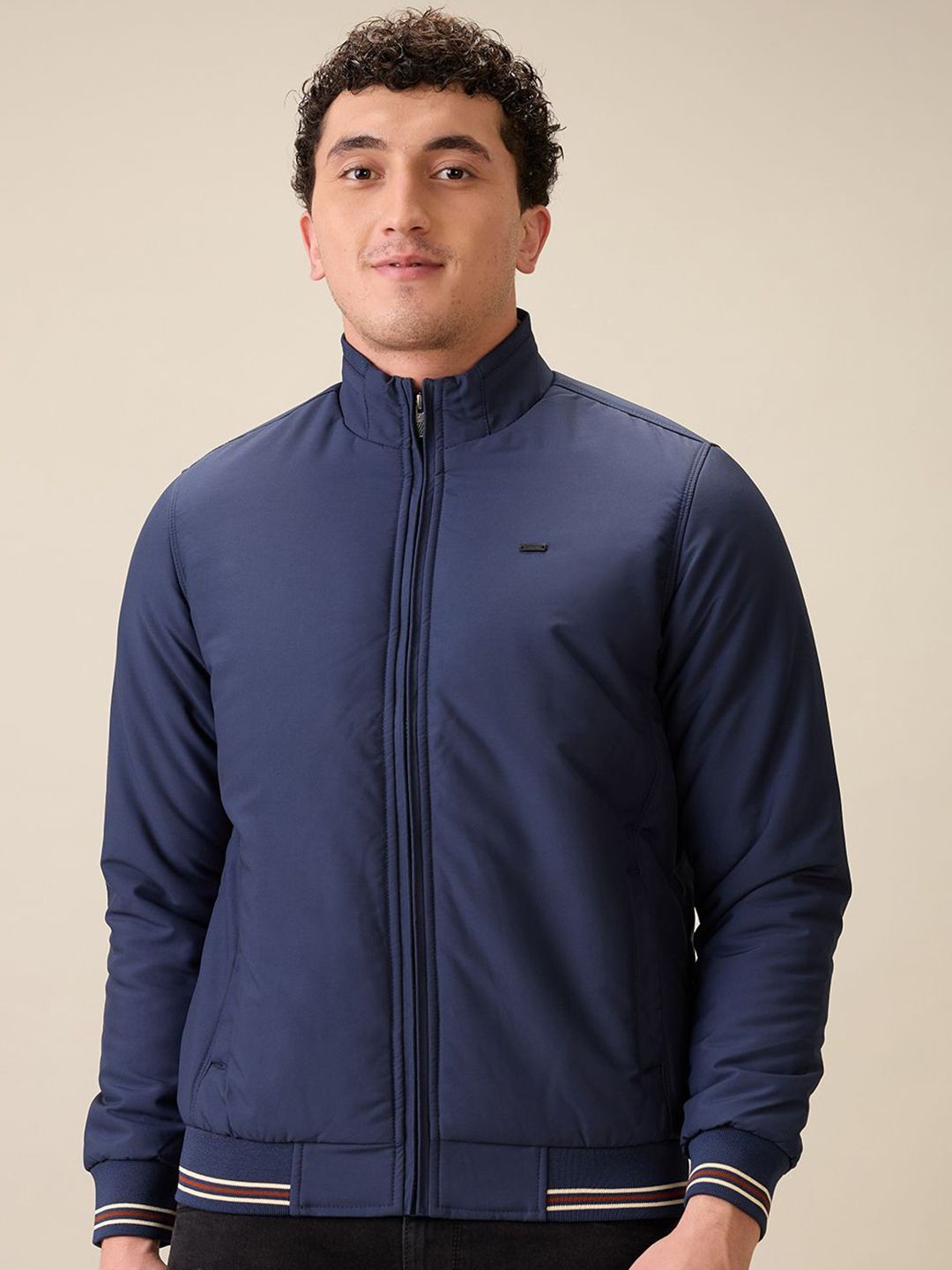 Parx Men Mock Collar Solid Bomber Jacket