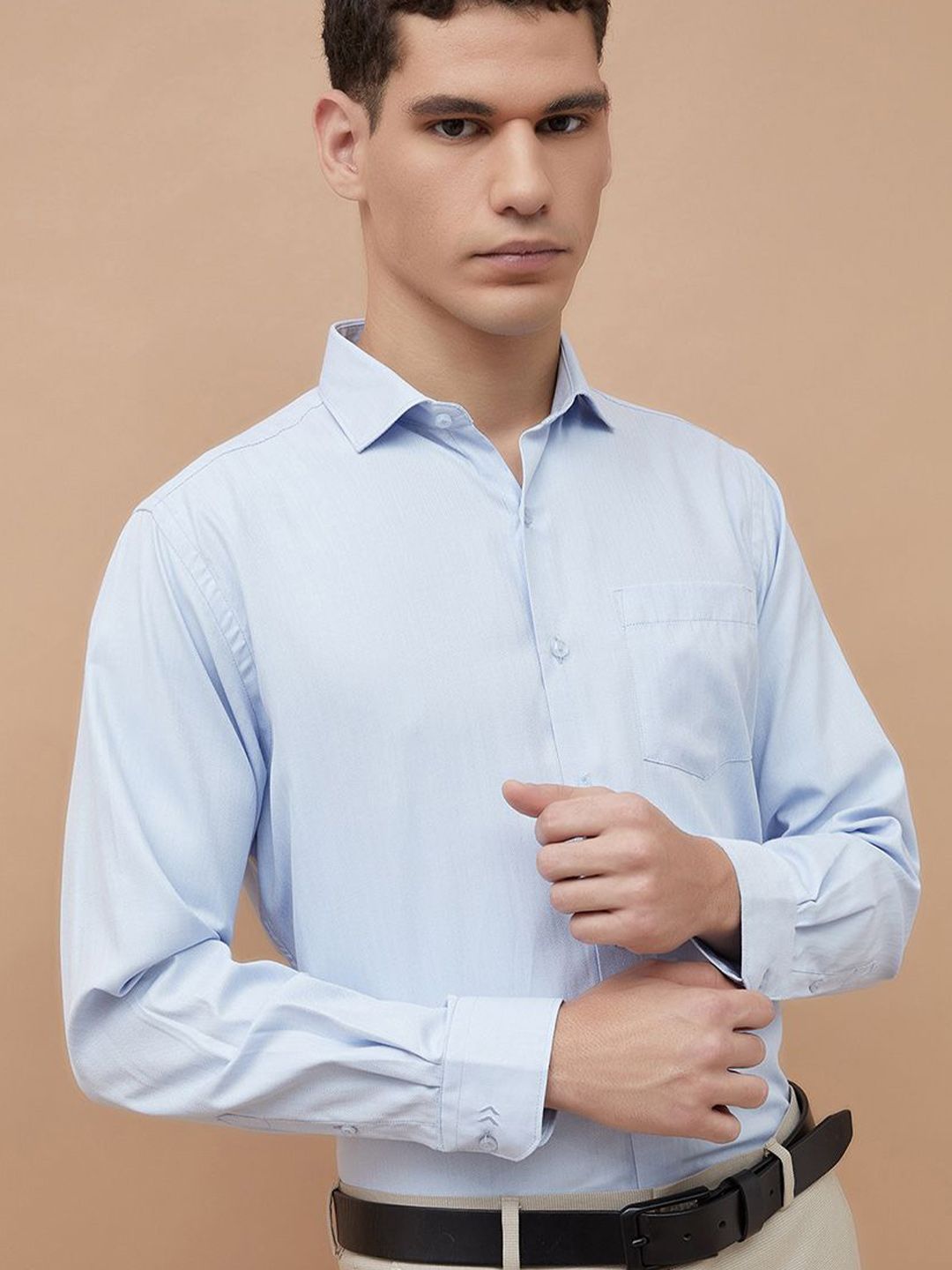 CODE by Lifestyle Men Textured Spread Collar Cotton Formal Shirt