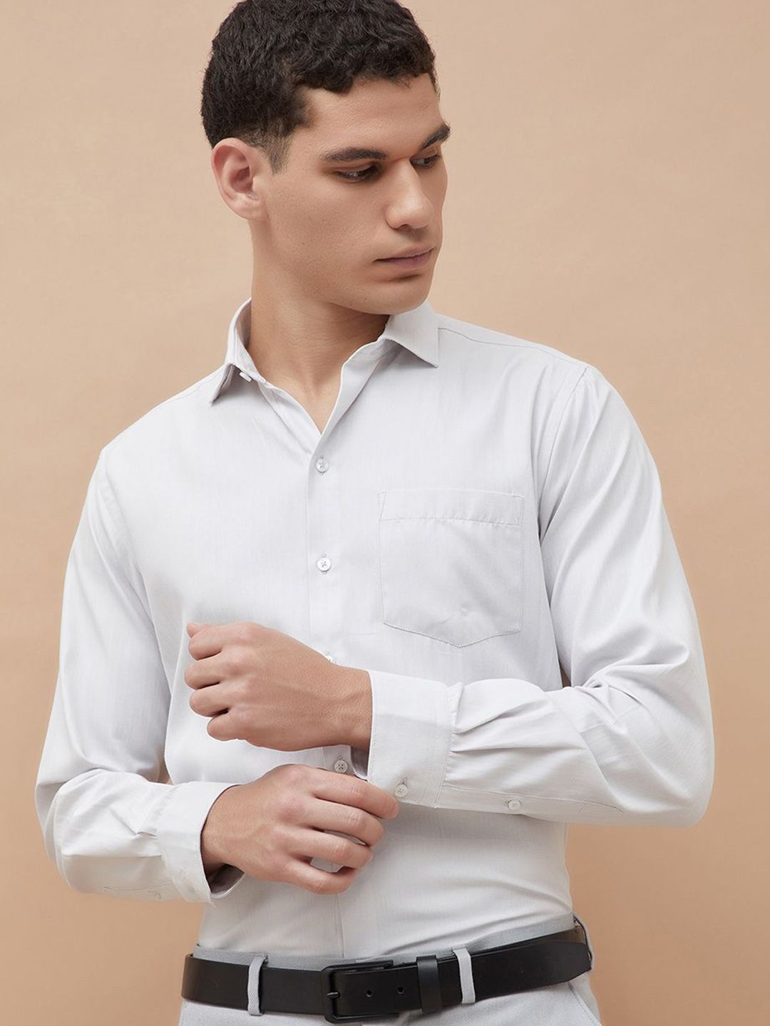 CODE by Lifestyle Men Solid Spread Collar Cotton Formal Shirt