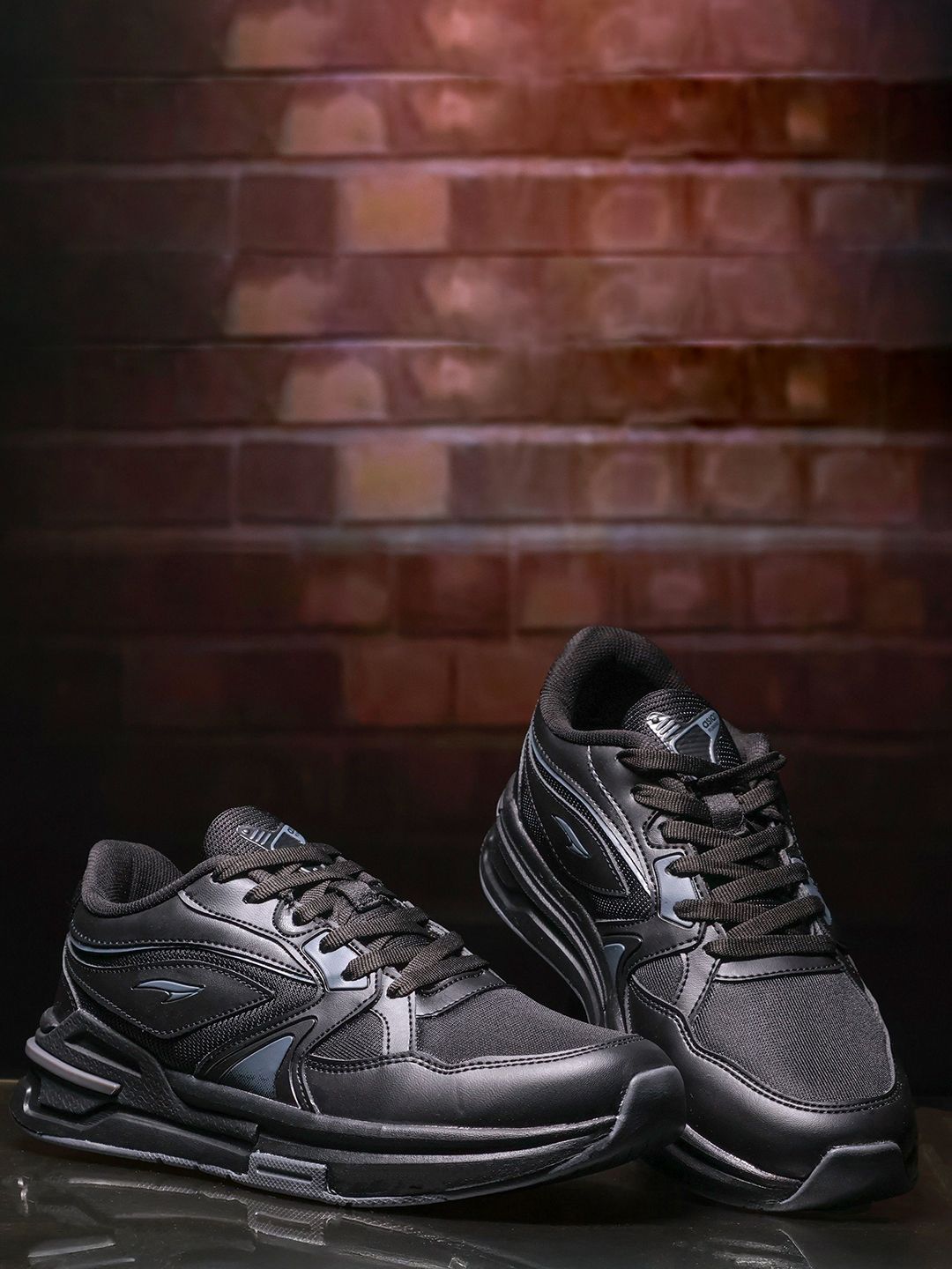ASIAN Black Stylish Colourblocked Sport Shoes