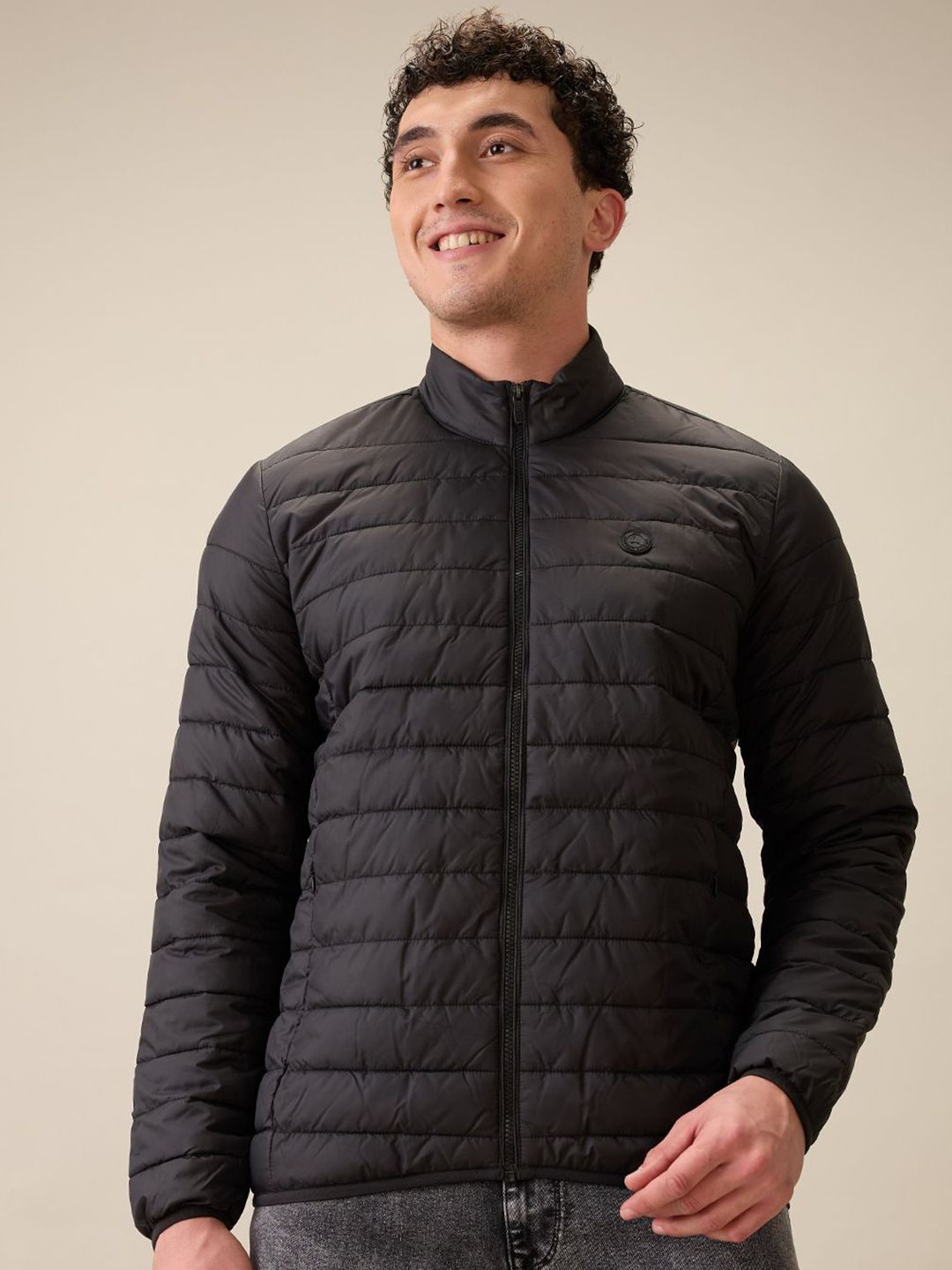 Parx Men Mock Collar Solid Padded Jacket