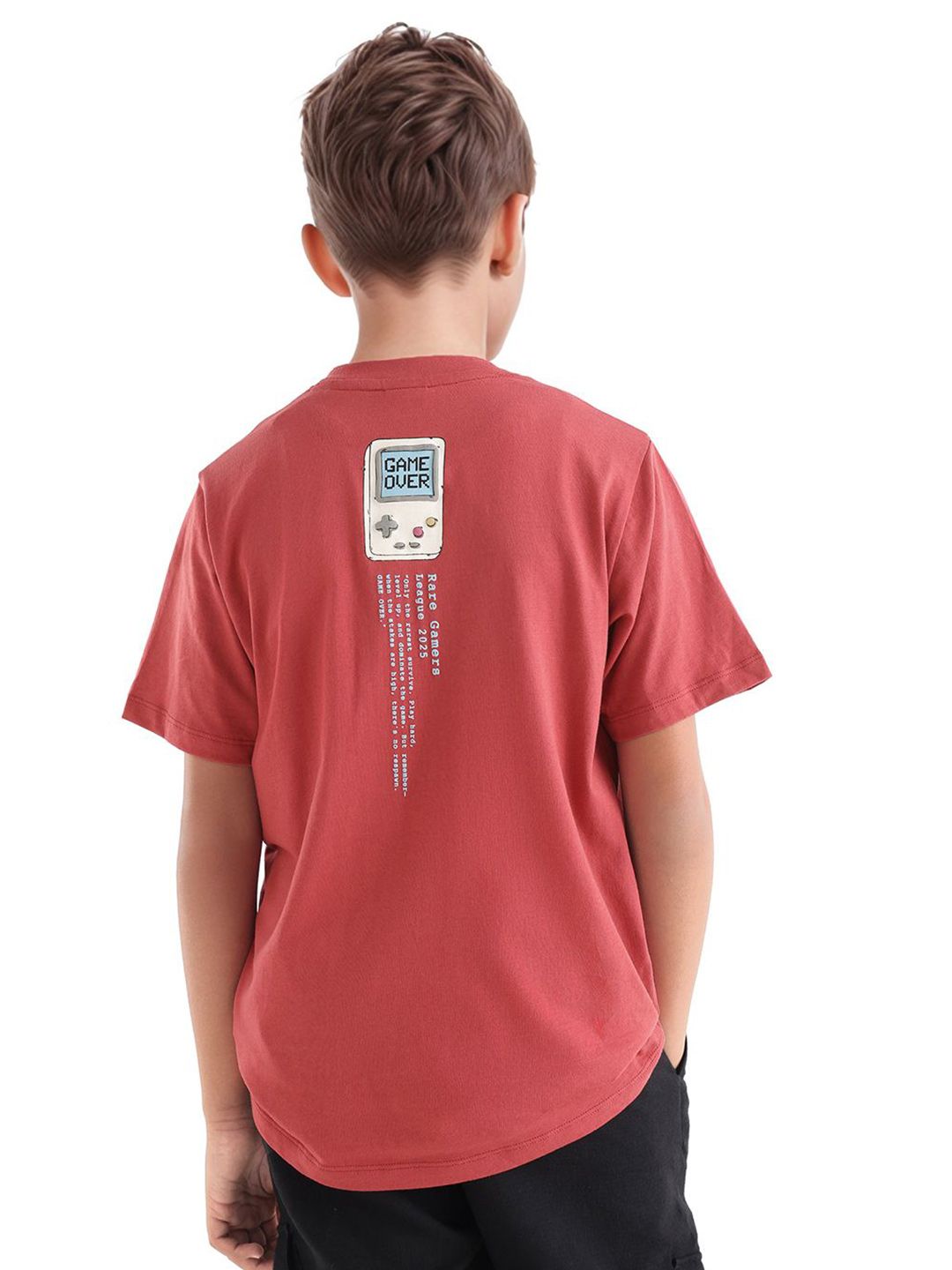 RARE ONES Boys Graphic Printed Drop-Shoulder Sleeves Cotton T-shirt
