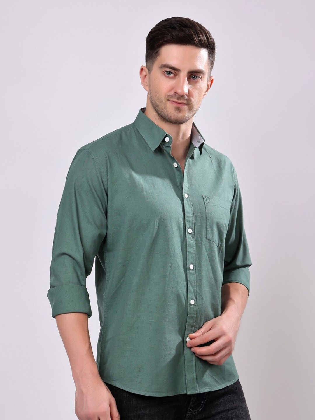 Buy Stylox Men Solid Spread Collar Cotton Casual Shirt - Shirts