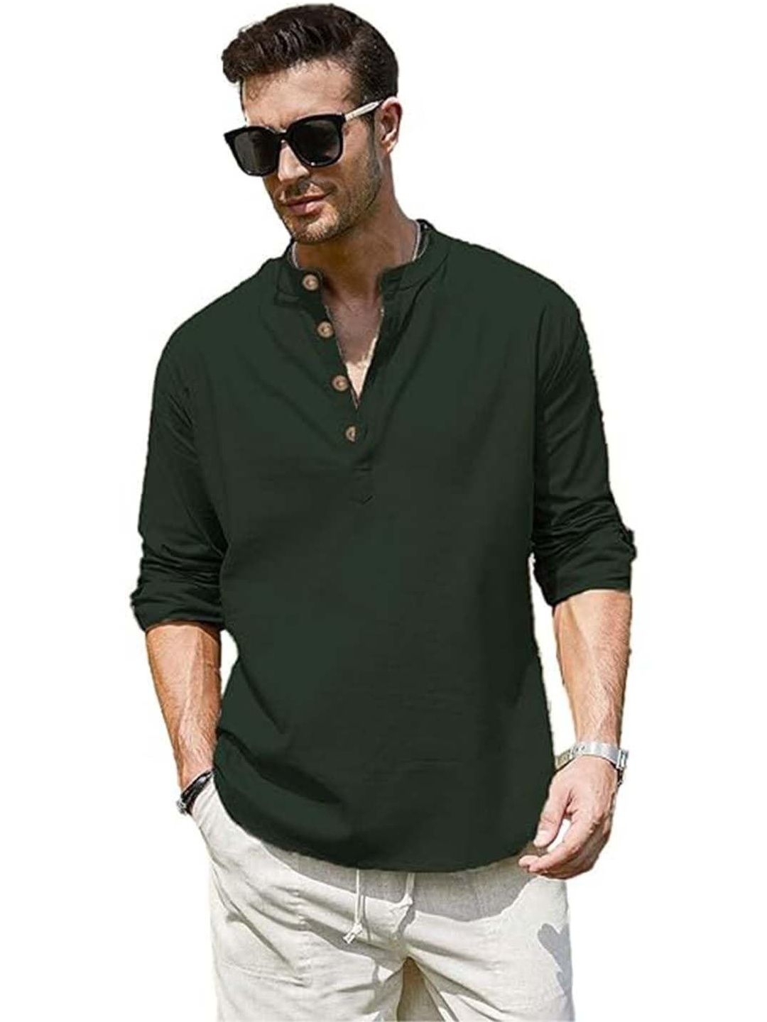 Edin Men Solid Cotton Kurtas
