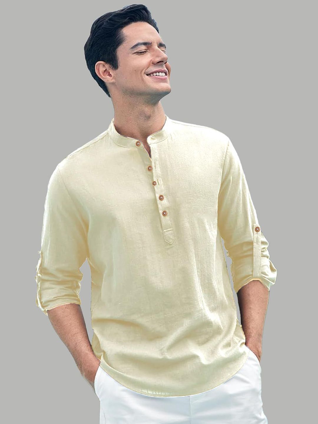 TrendiVastra Mandarin Collar A-Line Cotton Kurta