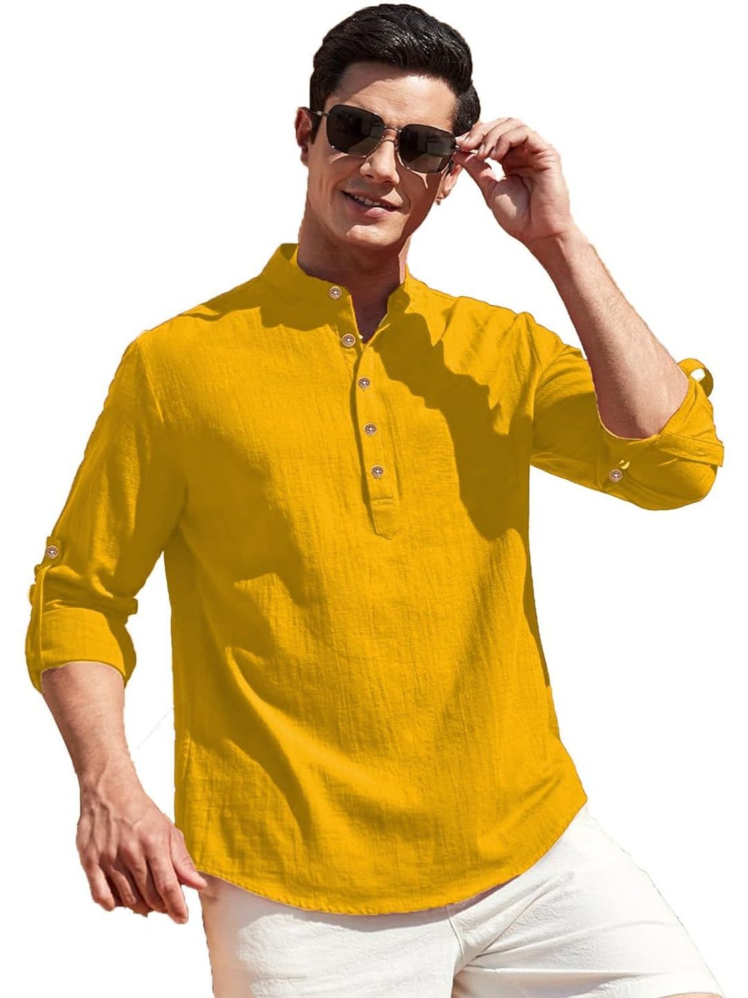Edin Men Solid Cotton Kurtas