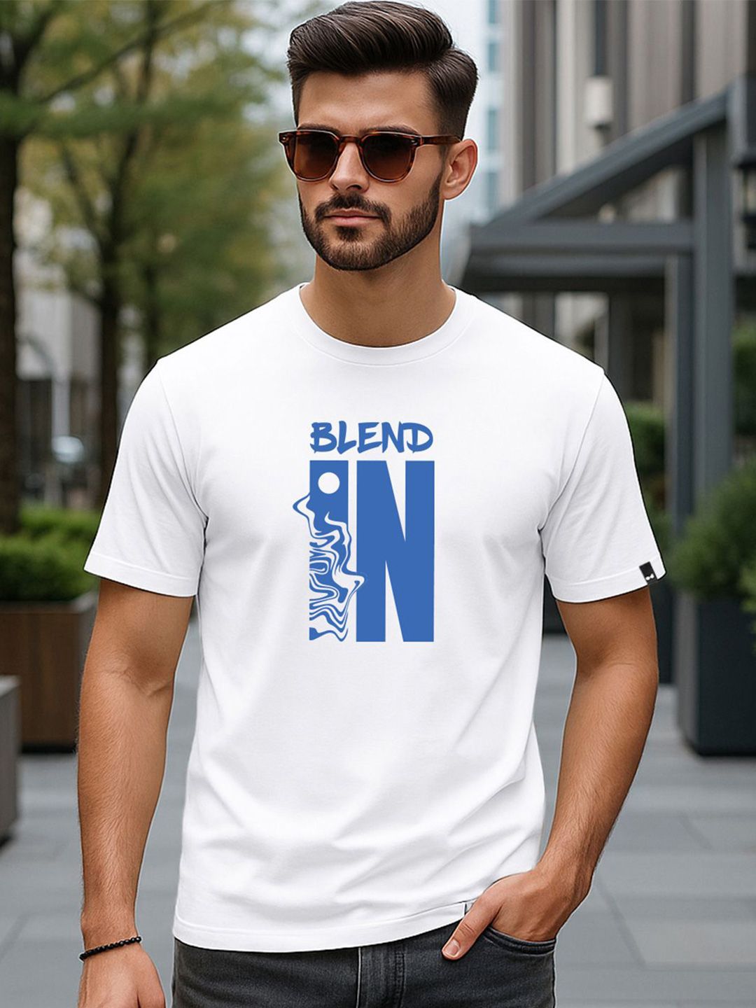 Bewakoof Men White Blend Typography T-shirt