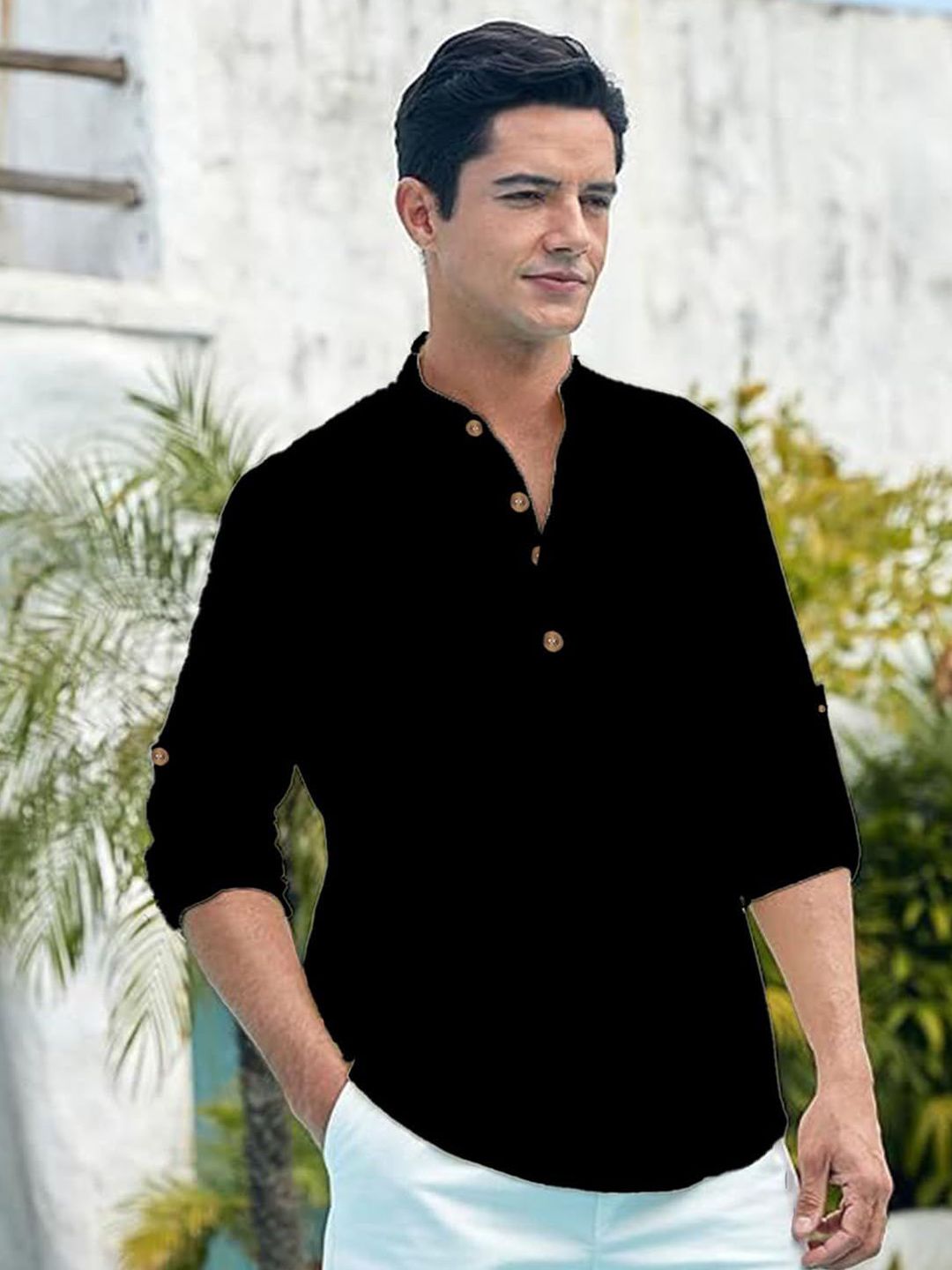 TrendiVastra Mandarin Collar A-Line Cotton Kurta