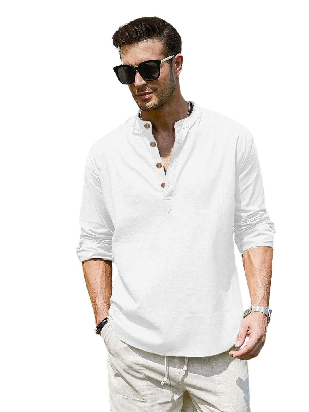 TrendiVastra Men Solid Daily Cotton Straight Kurta