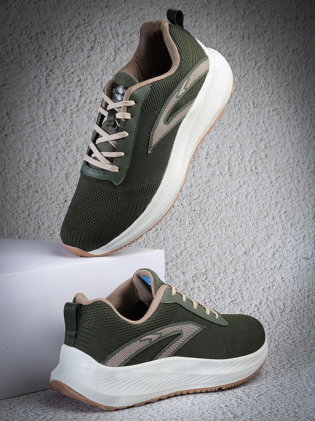 ASIAN Men's Olive Green Running Shoes