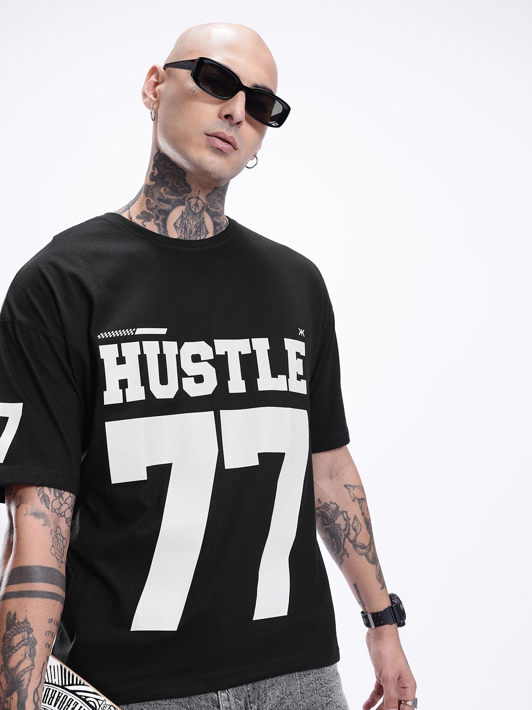 Kook N Keech Typography Printed Drop-Shoulder Sleeves Pure Cotton Oversized T-shirt