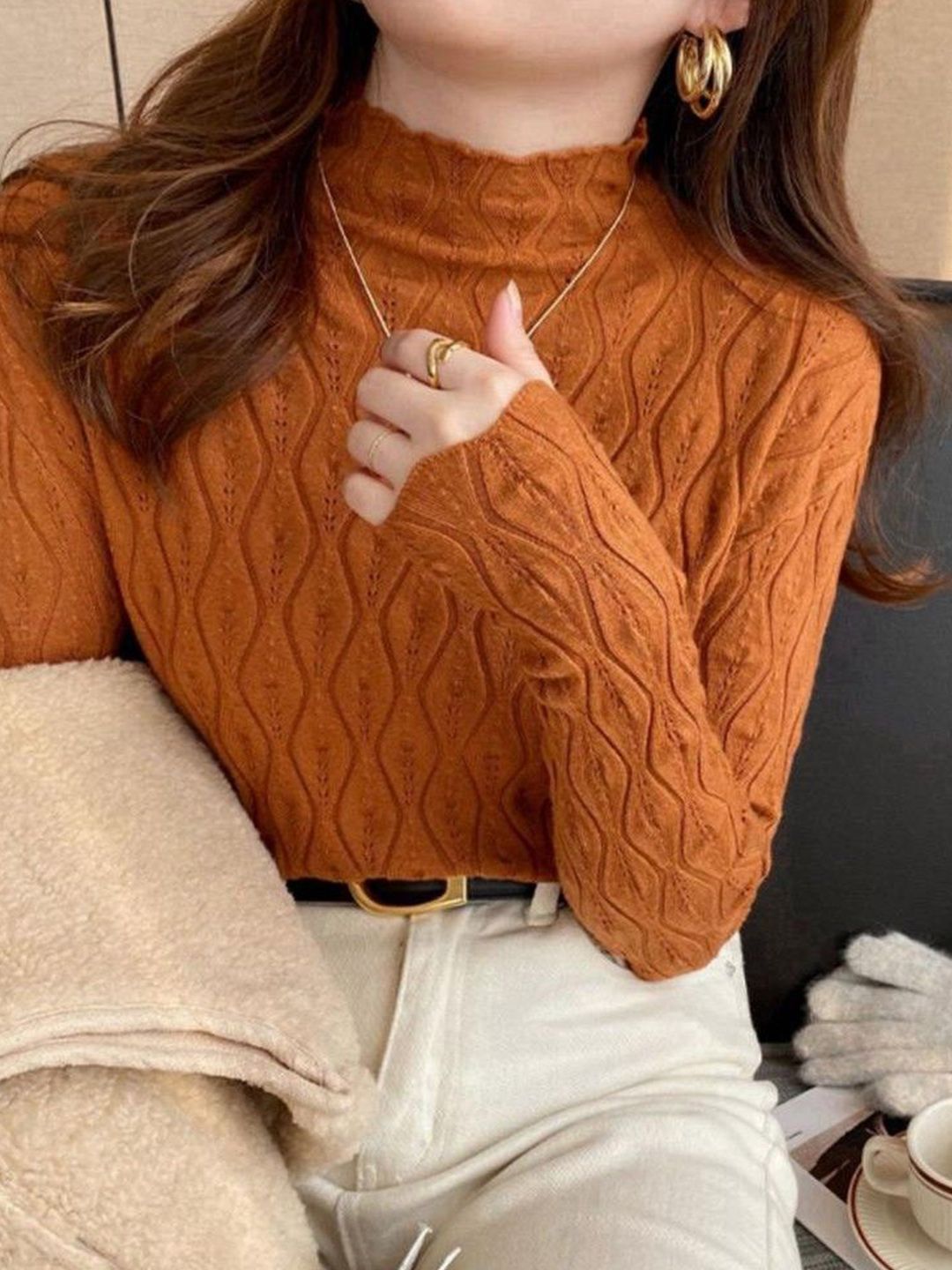 StyleCast Women Textured Cable Knit Pullover